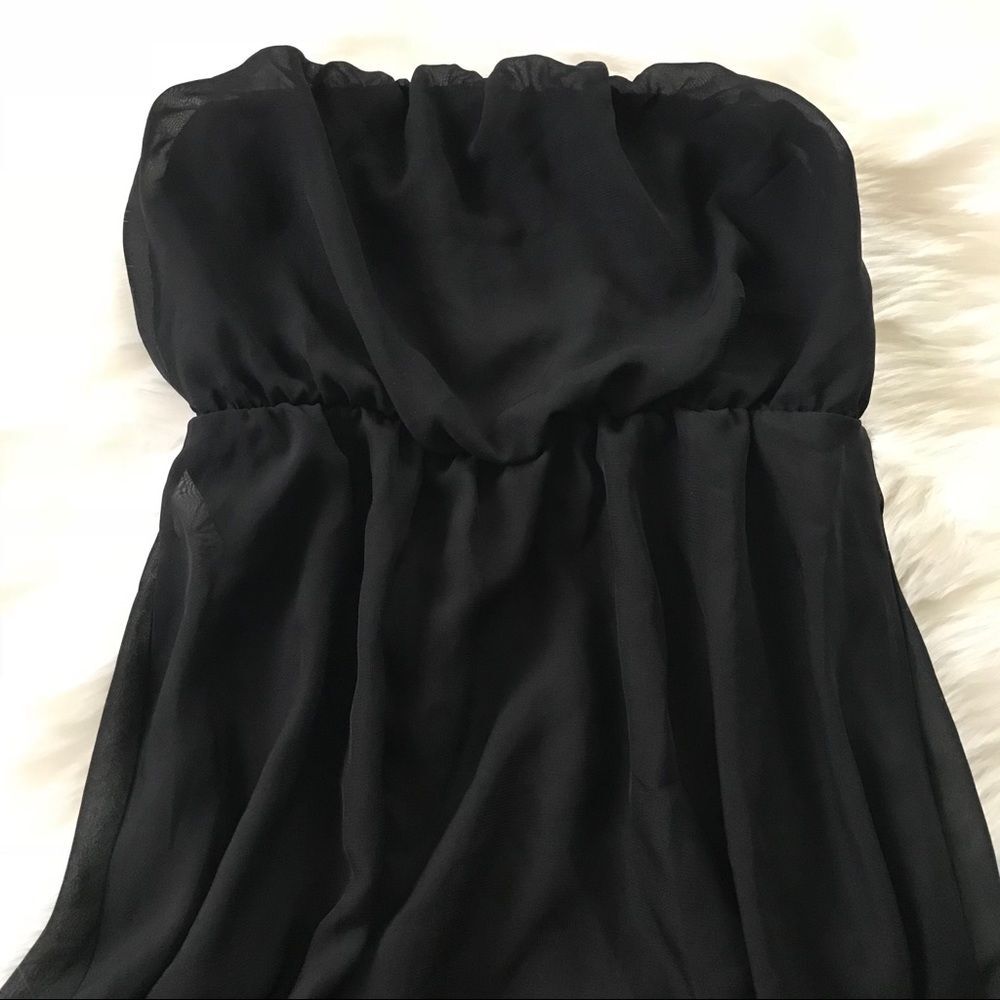 Xs strapless black high lo dress